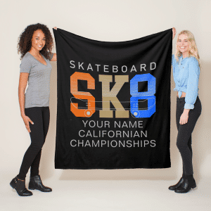 Zazzle Add Name Change Text SK8 Skateboard Championship Fleece Blanket (In Situ)