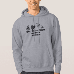 Zazzle Add Your Text Name, Peace Love Skateboarding Hoodie (Front)